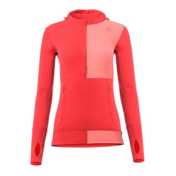 Aclima WarmWool Hoodsweater w/zip Woman Jester Red/Spiced Coral