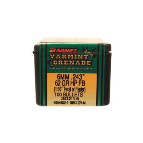 Barnes Varmint 6mm 62gr HP FB (30214) .243 100stk Projektiler