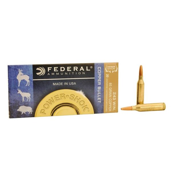 Federal Power-Shok Kobber 243Win 85gr 20stk Riffelpatron