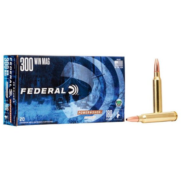 Federal Power-Shok Kobber 300WM 180G 20 stk. Blyfri Riffelpatron