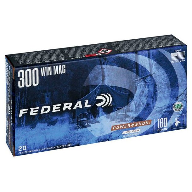Federal Power-Shok Kobber 300WM 180G 20 stk. Blyfri Riffelpatron