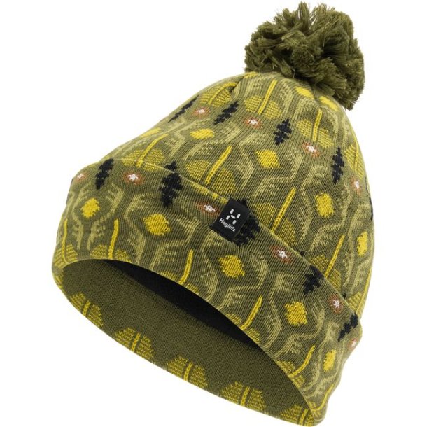 Haglfs Mountain Jaquard Beanie Tophue Olive Green Pattern