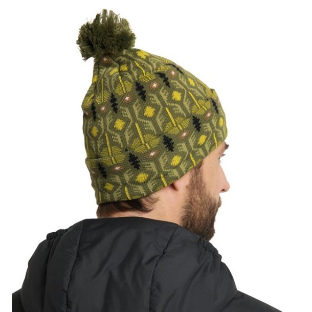 Haglfs Mountain Jaquard Beanie Tophue Olive Green Pattern