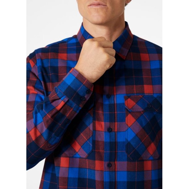 Helly Hansen Lokka Organic Flan Ls Shirt Poppy Red Box Stripe Plaid