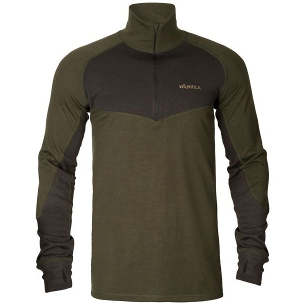 Hrkila Base Warm Zip Neck Willow green/Shadow brown