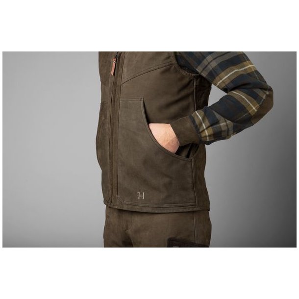 Hrkila Pro Hunter Leather Waistcoat Willow Green