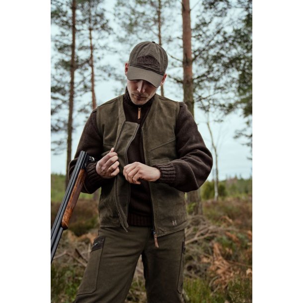 Hrkila Pro Hunter Leather Waistcoat Willow Green