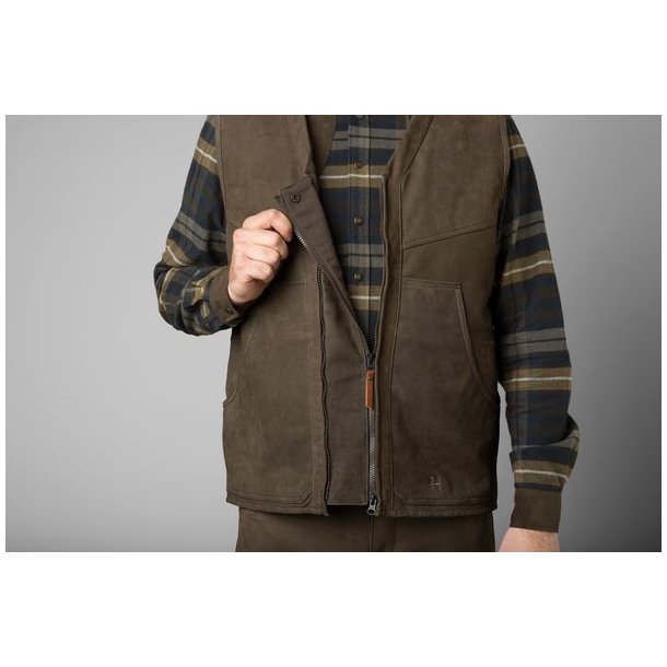 Hrkila Pro Hunter Leather Waistcoat Willow Green