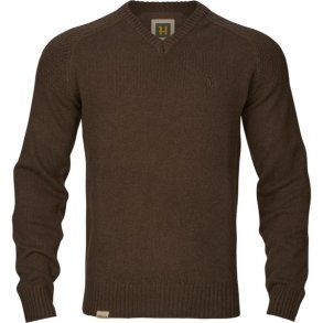 Hrkila Vincent Merino V-Neck Pullover Demitasse Brown