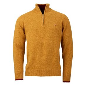 Laksen Brompton Lambswool Zip-Neck Knit Gorse