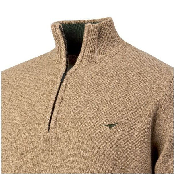 Laksen Brompton Lambswool Zip-Neck Knit Camel