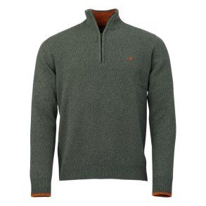 Laksen Brompton Lambswool Zip-Neck Knit Forest