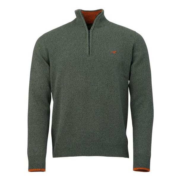 Laksen Brompton Lambswool Zip-Neck Knit Forest