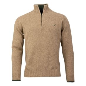 Laksen Brompton Lambswool Zip-Neck Knit Camel