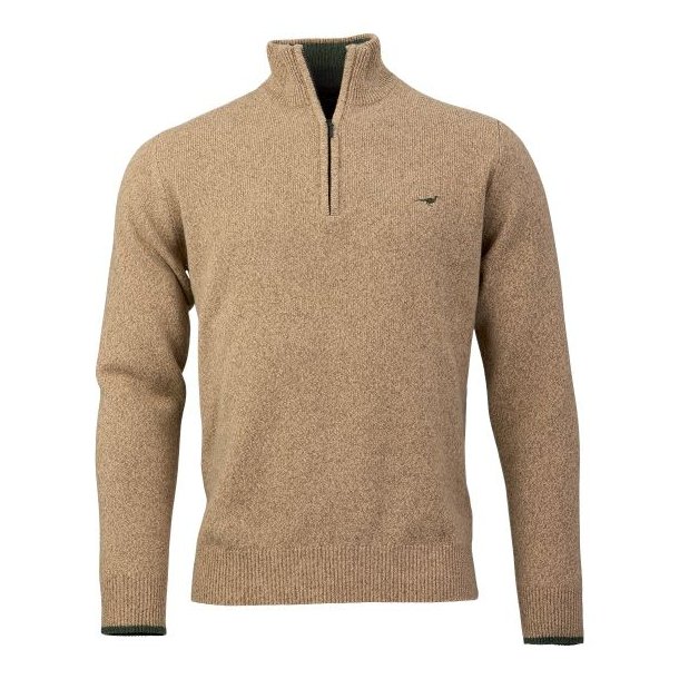 Laksen Brompton Lambswool Zip-Neck Knit Camel