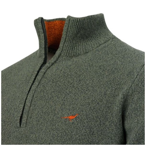 Laksen Brompton Lambswool Zip-Neck Knit Forest