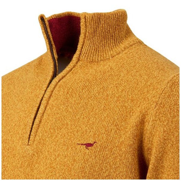 Laksen Brompton Lambswool Zip-Neck Knit Gorse