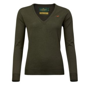 Laksen Camilla Merino V-Neck Knit Lady Olive