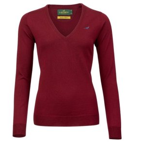 Laksen Camilla Merino V-Neck Knit Lady Bordeaux