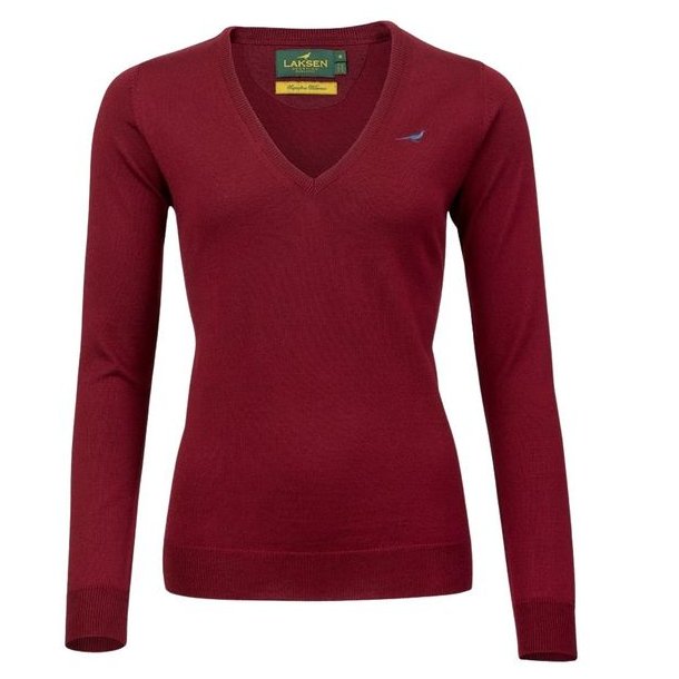 Laksen Camilla Merino V-Neck Knit Lady Bordeaux