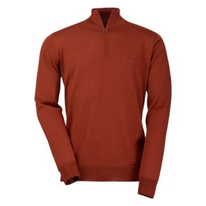 Laksen Norfolk Merino Zip-Neck Knit Burnt Orange
