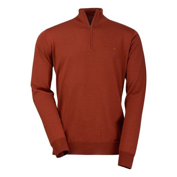 Laksen Norfolk Merino Zip-Neck Knit Burnt Orange