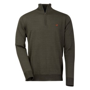 Laksen Norfolk Merino Zip-Neck Knit Olive