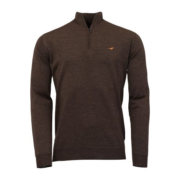 Laksen Norfolk Zip-Neck Sweater Brownie