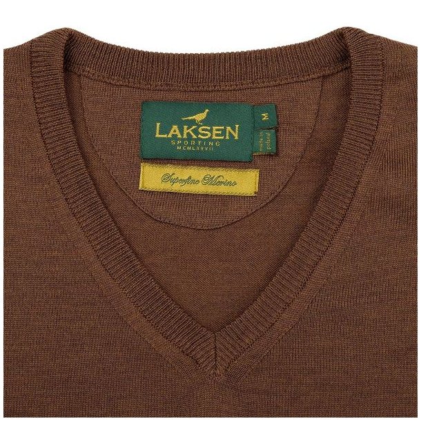 Laksen Sussex Merino V-Neck Knit Rum