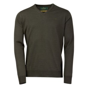 Laksen Sussex Merino V-Neck Knit Olive