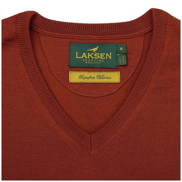 Laksen Sussex Merino V-Neck Knit Burnt Orange