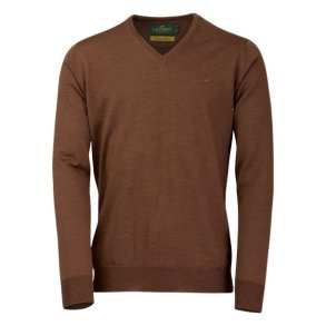Laksen Sussex Merino V-Neck Knit Rum