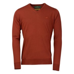 Laksen Sussex Merino V-Neck Knit Burnt Orange