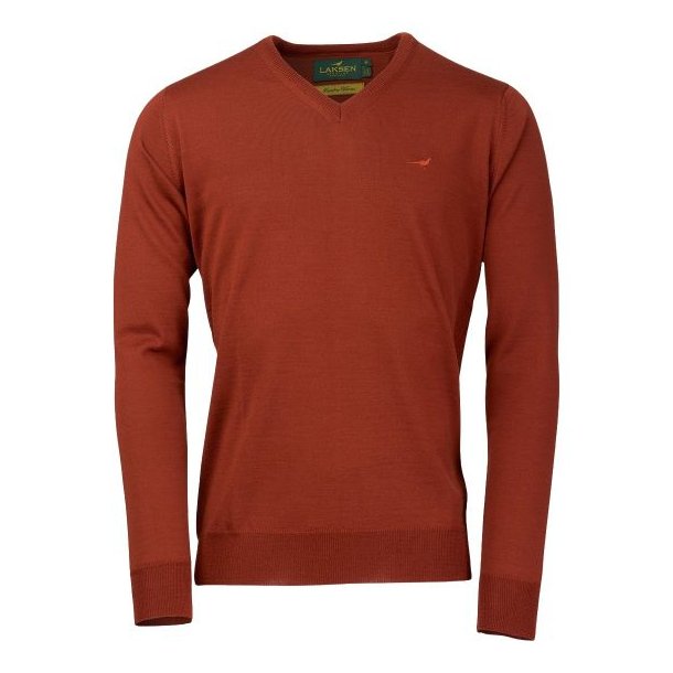 Laksen Sussex Merino V-Neck Knit Burnt Orange