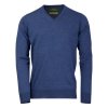 Laksen Sussex Merino V-Neck Knit Corn Blue