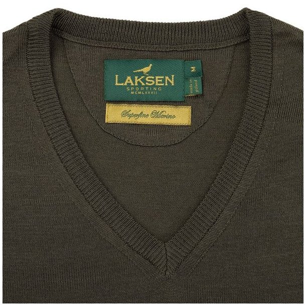 Laksen Sussex Merino V-Neck Knit Olive