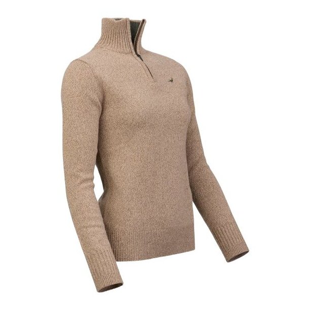 Laksen Tyne Lambswool Zip-Neck Knit Camel