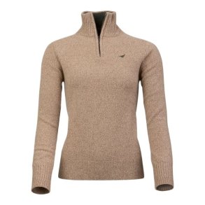 Laksen Tyne Lambswool Zip-Neck Knit Camel