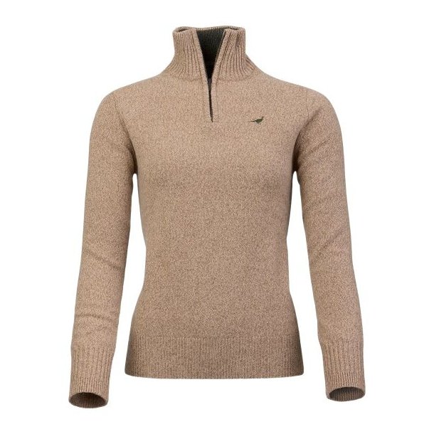 Laksen Tyne Lambswool Zip-Neck Knit Camel