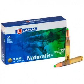 Lapua Naturalis 9.3x62 16.2g/250gr 20 stk. Blyfri Riffelpatron