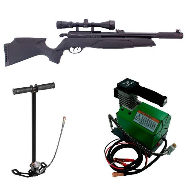 Luftgevrsst m/ Gamo Arrow PCP 4,5mm inkl. 3-9X40 Kikkert, Kompressor & Pumpe