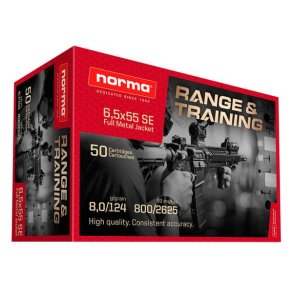 Norma Range&Training FMJ 6,5x55SE 8,0g/124gr Riffelpatron 50stk