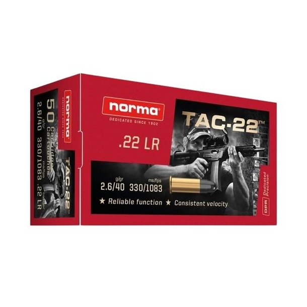 Norma Tac-22 Subsonic 22LR 2,6g/40gr Salonriffelpatron 50stk