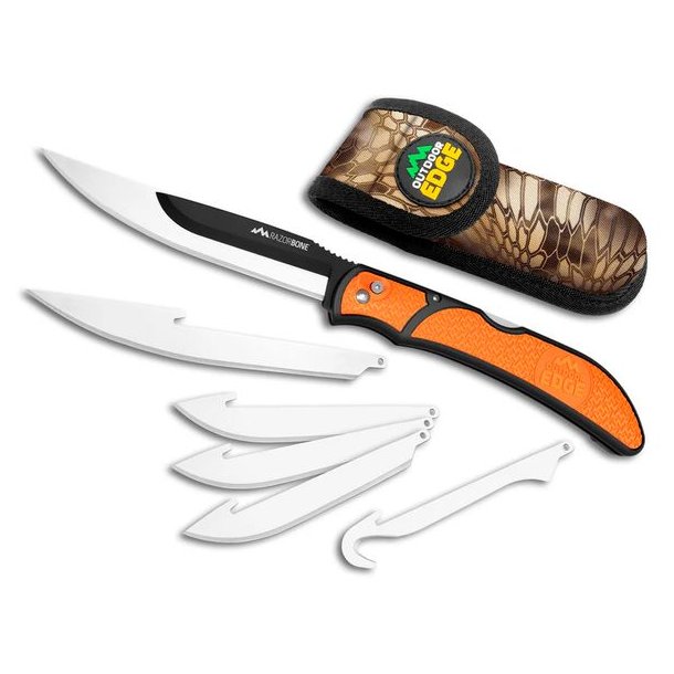 Outdoor Edge Razorbone 5" Orange Kniv m. 6 Udskiftelige Blade