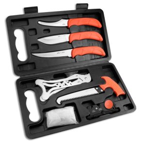 Outdoor Edge Slagtes�t med 8 dele knive, bensav og knivsliber