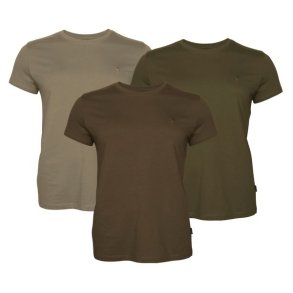 Pinewood 3-Pack T-shirt W Green/Brown/Khaki
