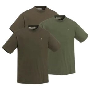 Pinewood 3-pack T-Shirts Green/H.Brown/Khaki