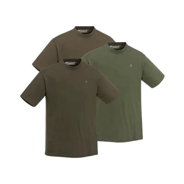Pinewood 3-pack T-Shirts Green/H.Brown/Khaki