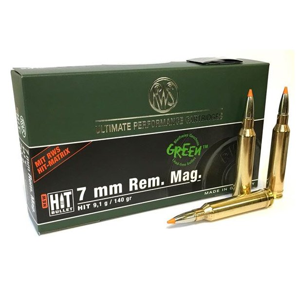 RWS Hit Green 7mm RM 9,1g/140gr 20 stk. Blyfri Riffelpatron