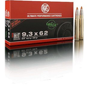 RWS Hit Green 9,3x62 16,2g/250gr 20 stk. Blyfri Riffelpatron